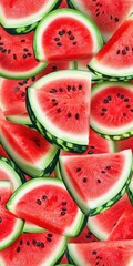 Seamless watermelon slices on fresh background
