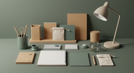 Aesthetic Workspace Setup with Stationery and Desk Accessories