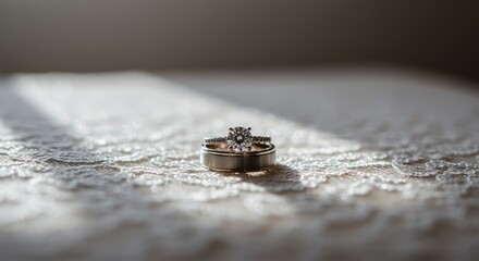 Elegant wedding rings on lace