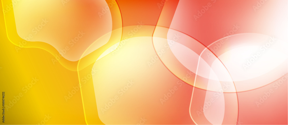 Poster abstract background features flowing shapes, warm colors. yellow, orange, red gradients create dynam