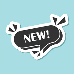 Fototapeta premium New banner sticker icon in flat style. Arrivals shop vector illustration on isolated background. Fresh product sign business concept.