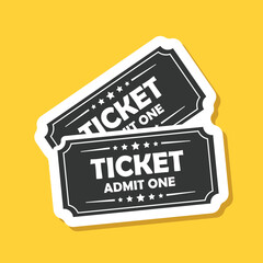 Ticket sticker icon in flat style. Coupon vector illustration on isolated background. Admit one sign business concept.