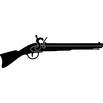 Black silhouette of matchlock arquebus