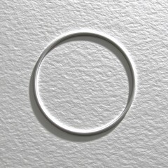 Minimalist White Circular Frame on Textured Paper with Soft Light and Calm Ambiance
