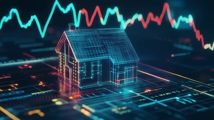 Hologram of a house showing increasing housing market values - Powered by Adobe