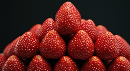 Stacked strawberries close up