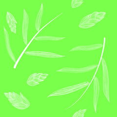 set of leaves nature Fabric pattern wallpaper Shirt pattern green white