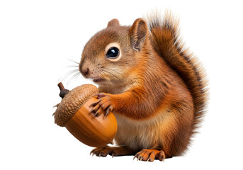 Isolated Squirrel Holding Acorn On Transparent Background Photo