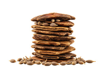 Isolated Stack Of Brown Cookies On Transparent Background Food Photo