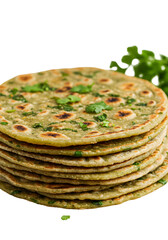 Isolated Stack Of Delicious Green Paratha With Cilantro Photo