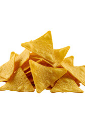 Isolated Stack of Golden Tortilla Chips on Transparent Background Photo