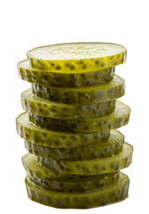 Isolated Stack Of Green Pickle Slices On Transparent Background Photo