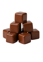 Isolated Stacked Chocolate Cubes Dessert on Transparent Background Photo