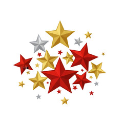 Isolated Star Cluster Illustration with Red Gold and Silver Stars on Black