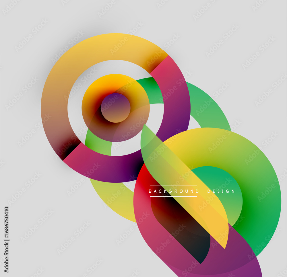 Aufkleber abstract colorful overlapping circles create dynamic visual composition. gradient shades blend smoot