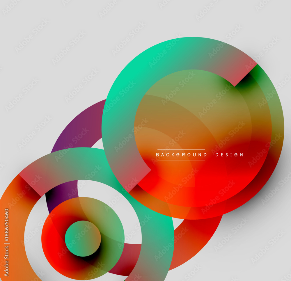 Poster abstract colorful overlapping circles create dynamic visual effect. modern design elements suggest i
