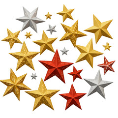 Isolated Stars Ornament Cluster Abstract Illustration on a Transparent Background