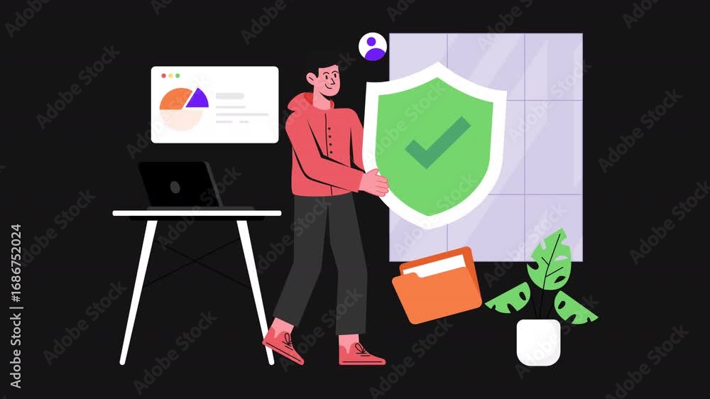 Poster business data security 2d motion graphics animation alpha channel