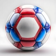 Red, white, and blue soccer ball.