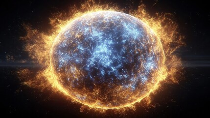 Stunning Supernova Explosion Creating a Celestial Fireball in Deep Space with a Fiery Glow
