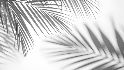 Obraz premium White background with shadow of palm leafs. background concept