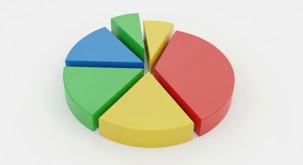 Obraz premium Colorful 3D Pie Chart with Different Sized Segments on White Background