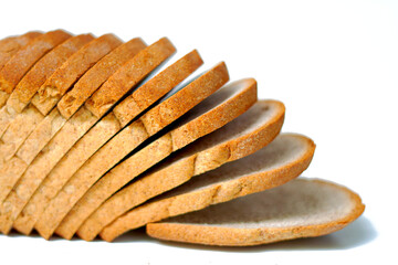 bread slices on white background. closeup image