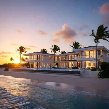 swimming pool at sunset