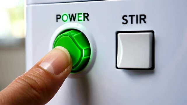 D&eacute;marrage d'un appareil en appuyant sur le bouton.