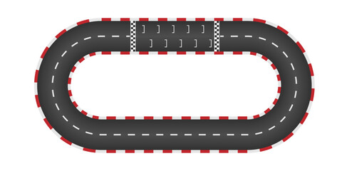 Auto rally road straight circuit top view asphalt racetrack with white grid pattern marking start and finish line competition motor sport vector backdrop speedway illustration for design