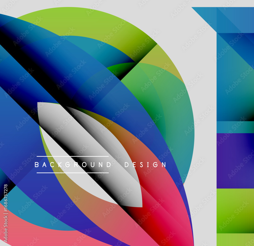 Poster abstract colorful design. overlapping shapes create dynamic visual effect. modern background with gr
