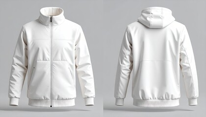 White Puffer Jacket and Hoodie Mockup 3D Render
