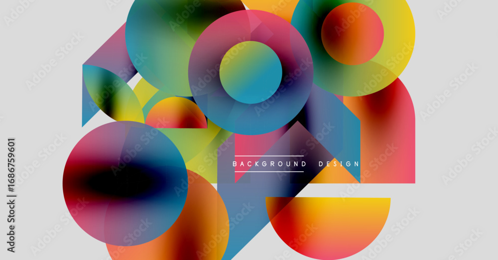 Poster abstract colorful overlapping shapes create dynamic visual composition. modern design elements sugge