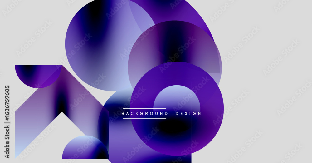 Poster abstract shapes overlap, creating dynamic purple gradients. modern design with smooth transitions, s