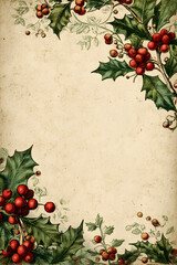 Vintage Christmas Journal Page &ndash; Botanical Frame &mdash; Subtle Grunge #239