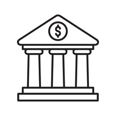 Bank icon vector. Financial building with dollar sign. Money and finance line symbol.
