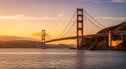 Golden Gate Bridge Sunset View.