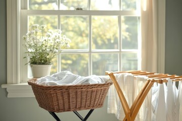 Laundry Basket in Bright Sunny Window Light
