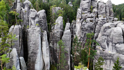 Unique rocks mountain Adrspasske skaly in national park Adrspach, Czech republic