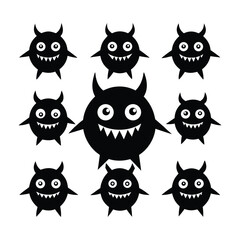 Friendly Monster Vector Set on White Background
