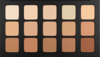 Fototapeta premium A comprehensive palette showcasing a range of warm, neutral eyeshadow shades.