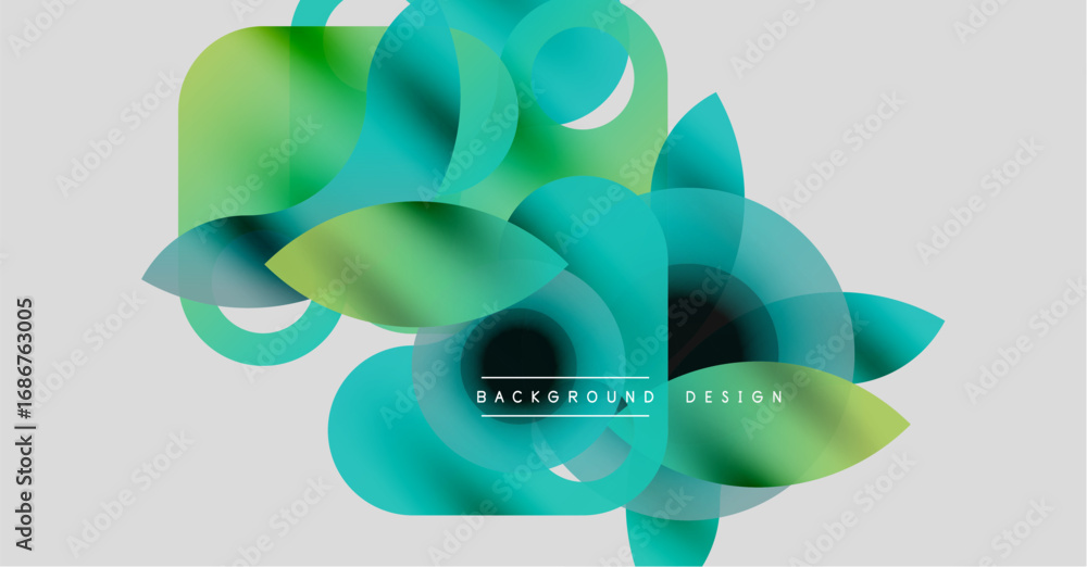 Poster abstract fluid shapes overlap, creating vibrant color gradients. modern design elements suggest dyna