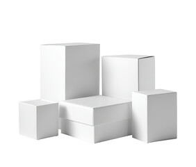 Group of blank white boxes of various shapes and sizes