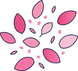 Scattered pink petals and dots on a black background