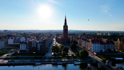 Obraz premium city ​​streets old town houses city center view from above Elblag Poland