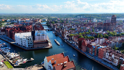modern european city street houses view from above Gdansk Poland