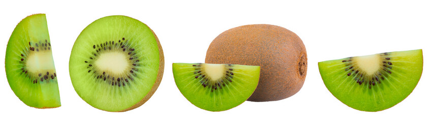 kiwi fruit assortment on white background