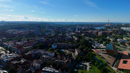 modern european city street houses view from above Gdansk Poland