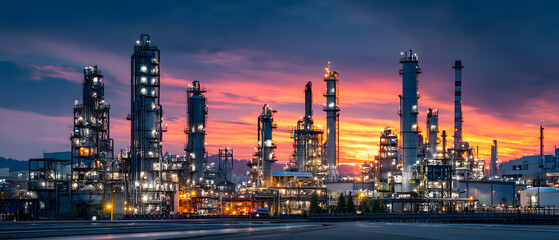 Labor Day evening at a large industrial facility with vibrant sunset