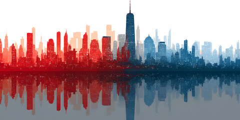 Celebrating labor day with a stunning city skyline reflection